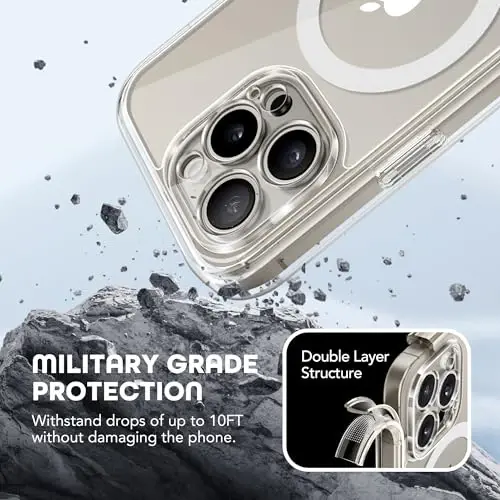 TIESZEN для iPhone 15 Pro, совместимый с MagSafe, со встроенным защитным экраном для конфиденциальности и защитой камеры, противошпионский, полноразмерный, пыленепроницаемый, ударопрочный жесткий чехол для телефона 6,1