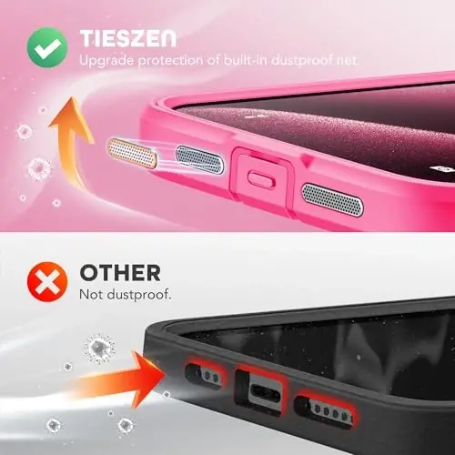 TIESZEN для iPhone 15 Pro, совместимый с MagSafe, встроенная защитная пленка для экрана и защита камеры, защита от шпионства, пыленепроницаемый и ударопрочный жесткий чехол для телефона 6.1