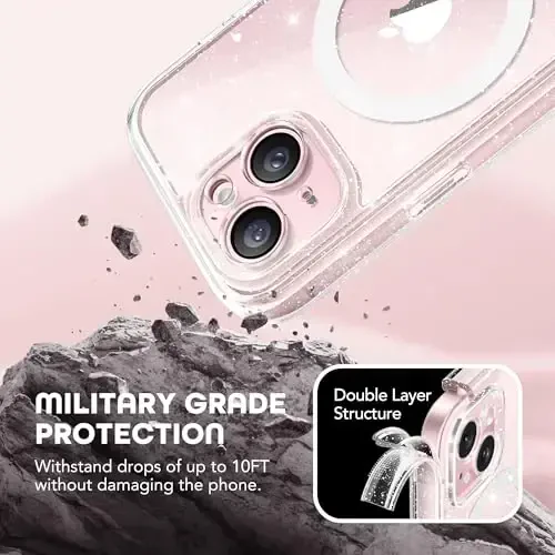 TIESZEN for iPhone 15 Case, Compatible with MagSafe, Built-in Privacy Screen Protector and Camera Protection, Anti Spy Full Body Dustproof Shockproof Hard Phone Case 6.1