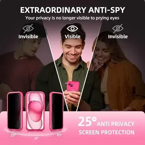 TIESZEN for iPhone 15 Plus Case, Compatible with MagSafe, Built-in Privacy Screen Protector and Camera Protection, Anti Spy Full Body Dustproof Shockproof Hard Phone Case 6.7