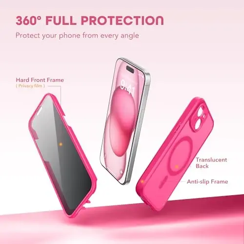 TIESZEN for iPhone 15 Plus Case, Compatible with MagSafe, Built-in Privacy Screen Protector and Camera Protection, Anti Spy Full Body Dustproof Shockproof Hard Phone Case 6.7