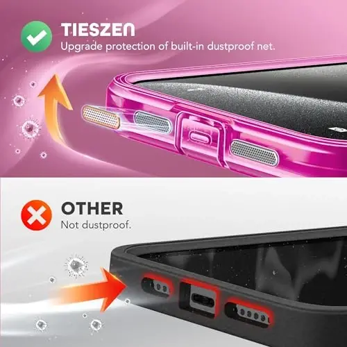 TIESZEN for iPhone 15 Pro Max Case, Compatible with MagSafe, Built-in Privacy Screen Protector and Camera Protection, Anti Spy Full Body Dustproof Shockproof Hard Phone Case 6.7