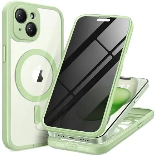 TIESZEN for iPhone 15 Case, Compatible with MagSafe, Built-in Privacy Screen Protector and Camera Protection, Anti Spy Full Body Dustproof Shockproof Hard Phone Case 6.1