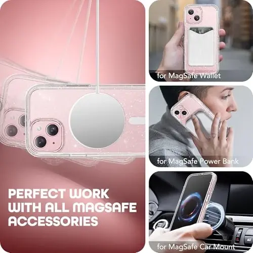 TIESZEN iPhone 15 Plus G‘ilofi, MagSafe bilan mos, o‘rnatilgan maxfiylik ekran himoyasi va kamera himoyasi, josuslikka qarshi to‘liq tana chang o‘tkazmaydigan zarbaga chidamli qattiq telefon g‘ilofi 6.7