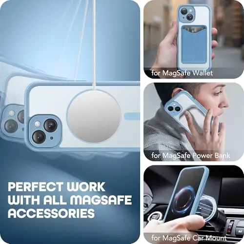 TIESZEN iPhone 15 Plus uchun gʻilof, MagSafe bilan mos, oʻrnatilgan maxfiylik ekrani himoyachisi va kamera himoyasi, josuslikka qarshi chang oʻtkazmaydigan zarbga chidamli qattiq telefon gʻilofi 6,7