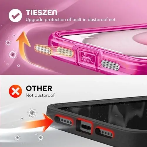 TIESZEN iPhone 15 Plus uchun g'ilof, MagSafe bilan mos, o'rnatilgan shaxsiy ekran himoyachisi va kamera himoyasi, Anti Spy to'liq korpus chang o'tkazmaydigan zarbaga chidamli qattiq telefon g'ilofi 6,7