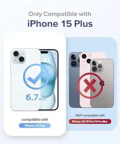TIESZEN iPhone 15 Plus uchun mos keladigan tiniq yaltiroq g'ilof, [3 in 1] ekran himoyachisi + kamera linzalari himoyachisi bilan, [sarg'aymaydigan] yorqin zarbga chidamli qattiq telefon g'ilofi ayollar uchun 6,7
