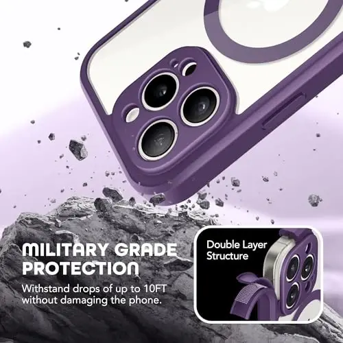 TIESZEN iPhone 15 Pro G‘ilofi, MagSafe bilan mos keladi, O‘rnatilgan Maxfiylik Ekran Himoyachisi va Kamera Himoyasi, Josuslikka qarshi To‘liq Tana Chang o‘tkazmaydigan Zarbga chidamli Qattiq Telefon G‘ilofi 6.1
