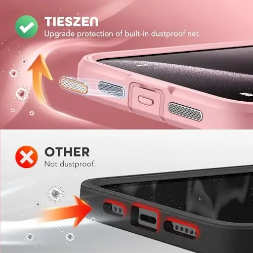 TIESZEN iPhone 15 Pro Max G‘ilofi, MagSafe bilan mos, o‘rnatilgan maxfiylik ekran himoyasi va kamera himoyasi, josuslikka qarshi to‘liq tana chang o‘tkazmaydigan zarbaga chidamli qattiq telefon g‘ilofi 6.7