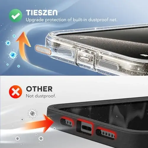 TIESZEN iPhone 15 Pro Max g‘ilofi uchun, MagSafe bilan mos keladigan, o‘rnatilgan maxfiylik ekran himoyasi va kamera himoyasi, josuslikka qarshi to‘liq tana chang o‘tkazmaydigan zarbaga chidamli qattiq telefon g‘ilofi 6.7