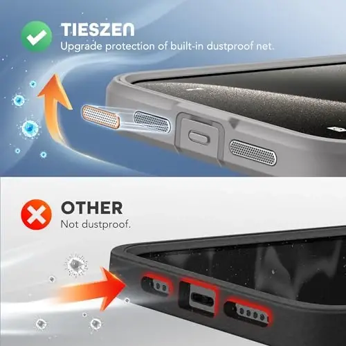 TIESZEN iPhone 15 Pro Max g‘ilofli, MagSafe bilan mos keladi, o‘rnatilgan maxfiylik ekran himoyasi va kamera himoyasi, josuslikka qarshi to‘liq tana chang o‘tkazmaydigan zarbaga chidamli qattiq telefon g‘ilofi 6.7
