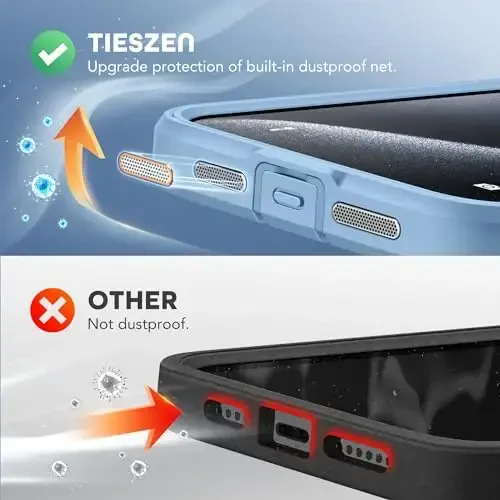 TIESZEN iPhone 15 Pro Max uchun g'ilof, MagSafe bilan mos, o'rnatilgan maxfiylik ekran himoyachisi va kamera himoyasi, Anti Spy to'liq korpusli chang o'tkazmaydigan zarbaga chidamli qattiq telefon g'ilofi 6,7