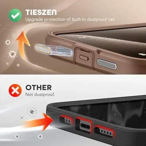 TIESZEN iPhone 15 Pro Max uchun g'ilof, MagSafe bilan mos, o'rnatilgan maxfiylik ekran himoyachisi va kamera himoyasi, josuslikka qarshi chang o'tkazmaydigan zarbga chidamli qattiq telefon g'ilofi 6,7