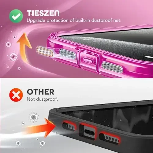 TIESZEN iPhone 15 Pro Max uchun gʻilof, MagSafe bilan mos, oʻrnatilgan maxfiylik ekrani himoyachisi va kamera himoyasi, josuslikka qarshi chang va zarbga chidamli qattiq telefon gʻilofi 6,7