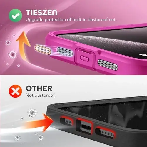 TIESZEN iPhone 15 Pro Max uchun gʻilof, MagSafe bilan mos, oʻrnatilgan maxfiylik ekrani va kamera himoyasi, josuslikka qarshi toʻliq korpusli chang oʻtkazmaydigan zarbaga chidamli qattiq telefon gʻilofi 6,7