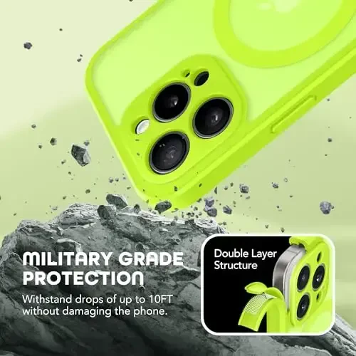 TIESZEN iPhone 15 Pro Max uchun g'ilof, MagSafe bilan mos, o'rnatilgan maxfiylik ekrani va kamera himoyasi, josuslikka qarshi to'liq korpusli chang va zarbga chidamli qattiq telefon g'ilofi 6,7