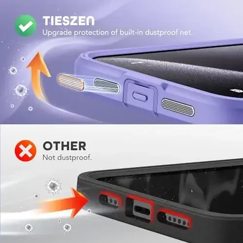 TIESZEN iPhone 15 Pro Max uchun g'ilof, MagSafe bilan mos, o'rnatilgan shaxsiy ekran himoyachisi va kamera himoyasi, josuslikka qarshi to'liq korpusli chang o'tkazmaydigan zarbga chidamli qattiq telefon g'ilofi 6,7