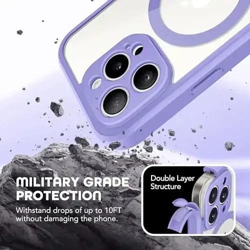 TIESZEN iPhone 15 Pro uchun g'ilof, MagSafe bilan mos, o'rnatilgan maxfiylik ekran himoyachisi va kamera himoyasi, josuslikka qarshi chang o'tkazmaydigan zarbga chidamli qattiq telefon g'ilofi 6.1