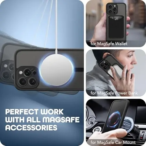 TIESZEN iPhone 15 Pro uchun g'ilof, MagSafe bilan mos, o'rnatilgan maxfiylik ekrani himoyachisi va kamera himoyasi, Anti Spy to'liq korpus changga chidamli zarbaga bardoshli qattiq telefon g'ilofi 6.1