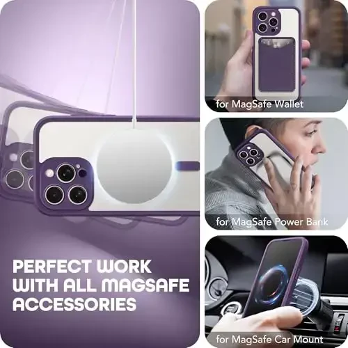 TIESZEN iPhone 15 Pro uchun g'ilof, MagSafe bilan mos, o'rnatilgan maxfiylik ekrani himoyachisi va kamera himoyasi, josuslikka qarshi chang o'tkazmaydigan zarbaga chidamli qattiq telefon g'ilofi 6.1