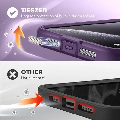 TIESZEN iPhone 15 Pro uchun g'ilof, MagSafe bilan mos, o'rnatilgan maxfiylik ekrani himoyachisi va kamera himoyasi, josuslikka qarshi chang o'tkazmaydigan zarbaga chidamli qattiq telefon g'ilofi 6.1