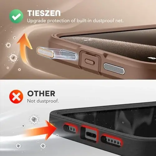 TIESZEN iPhone 15 Pro uchun g'ilof, MagSafe bilan mos, o'rnatilgan maxfiylik ekrani himoyachisi va kamera himoyasi, josuslikka qarshi to'liq korpus chang o'tkazmaydigan zarbga chidamli qattiq telefon g'ilofi 6.1