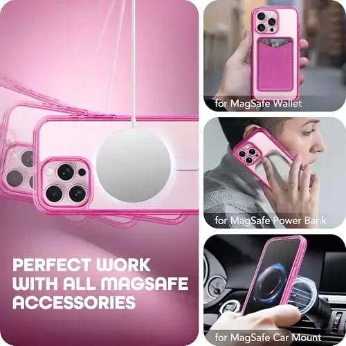 TIESZEN iPhone 15 Pro uchun gʻilof, MagSafe bilan mos, oʻrnatilgan shaxsiy ekran himoyachisi va kamera himoyasi, casusga qarshi toʻliq korpus chang oʻtkazmaydigan zarbga chidamli qattiq telefon gʻilofi 6.1