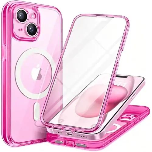 TIESZEN iPhone 15 uchun g'ilof, MagSafe bilan mos, o'rnatilgan maxfiylik ekrani himoyachisi va kamera himoyasi, Anti Spy to'liq korpusli chang o'tkazmaydigan zarbaga chidamli qattiq telefon g'ilofi 6.1