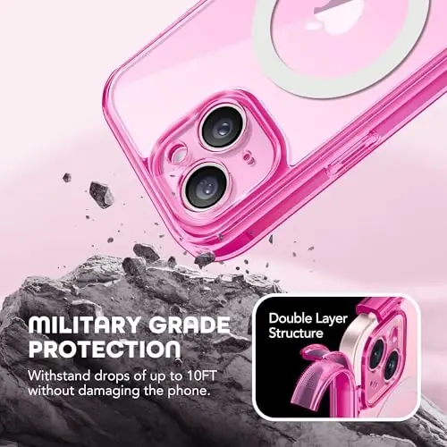 TIESZEN iPhone 15 uchun g'ilof, MagSafe bilan mos, o'rnatilgan maxfiylik ekrani himoyachisi va kamera himoyasi, Anti Spy to'liq korpusli chang o'tkazmaydigan zarbaga chidamli qattiq telefon g'ilofi 6.1