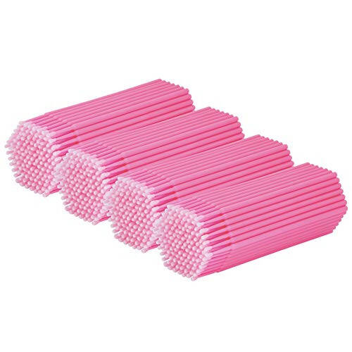 Tifanso 400PCS Micro Cotton Swabs, Micro Swabs for Eyelash Extension, Disposable Micro Applicator Brush Micro Eyelash Swabs Pink(Head Diameter: 2.0mm) - 1