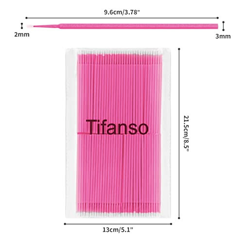 Tifanso 400PCS Micro Cotton Swabs, Micro Swabs for Eyelash Extension, Disposable Micro Applicator Brush Micro Eyelash Swabs Pink(Head Diameter: 2.0mm) - 2