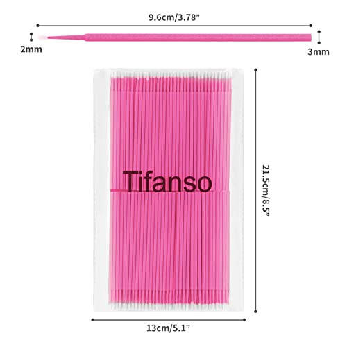 Tifanso 400PCS Micro Cotton Swabs, Micro Swabs for Eyelash Extension, Disposable Micro Applicator Brush Micro Eyelash Swabs Pink(Head Diameter: 2.0mm) - 2