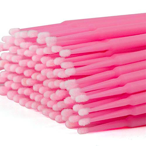 Tifanso 400PCS Micro Cotton Swabs, Micro Swabs for Eyelash Extension, Disposable Micro Applicator Brush Micro Eyelash Swabs Pink(Head Diameter: 2.0mm) - 4