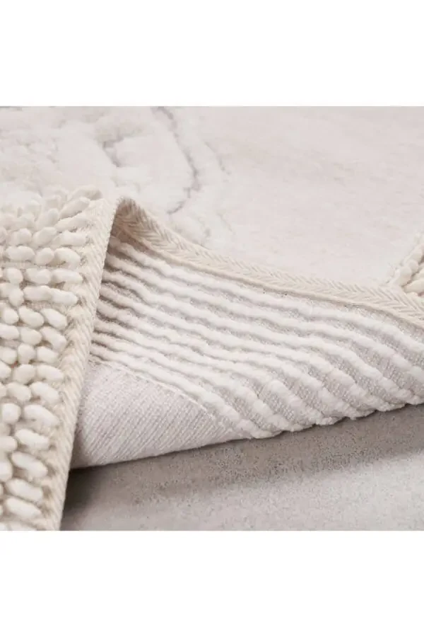 Tiffany 2-Piece Cotton Toilet Set Cream Bathroom Rug Set - 2