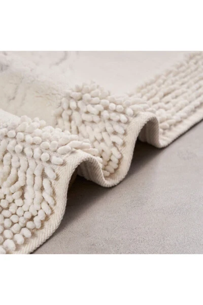 Tiffany 2-Piece Cotton Toilet Set Cream Bathroom Rug Set - 3