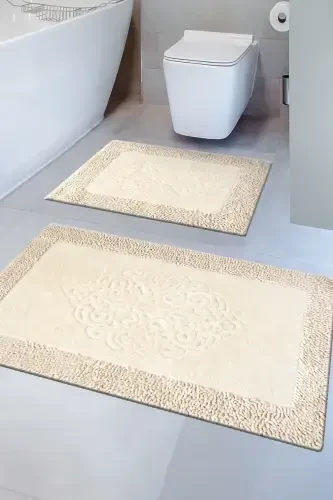 Tiffany 2-Piece Cotton Toilet Set, Mink Bathroom Mat Set - MINK - 1