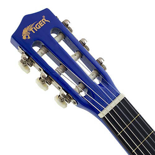 Tiger 6 String Classical Guitar, Right, Blue, Three Quarter Size Age 9-11 (CLG4-BL) - 4