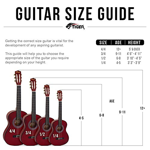 Tiger 6 Tel Klasik Gitar, Sağ El, Mavi, Çeyrek Boyut Yaş 9-11 (CLG4-BL) - 3