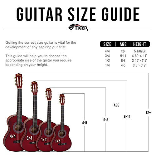 Tiger 6 Tel Klasik Gitar, Sağ El, Mavi, Çeyrek Boyut Yaş 9-11 (CLG4-BL) - 3