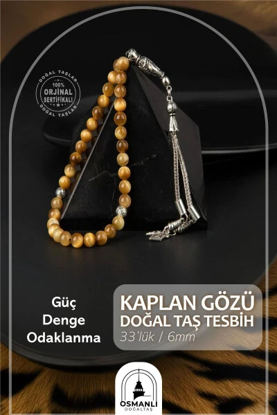 Tiger Eye Natural Stone Tasbih 33'lü - 6mm - OSMANLI DOĞAL TAŞ