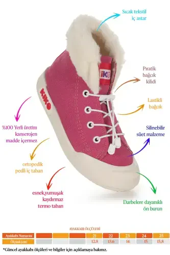 Tigge Günlük Lastikli Kız Bebek Bot Ayakkabı-Fuşya - KIKO KIDS (1)