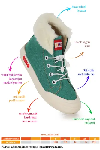 Tigge Günlük Lastikli Kız Bebek Bot Ayakkabı-Yeşil - KIKO KIDS (1)