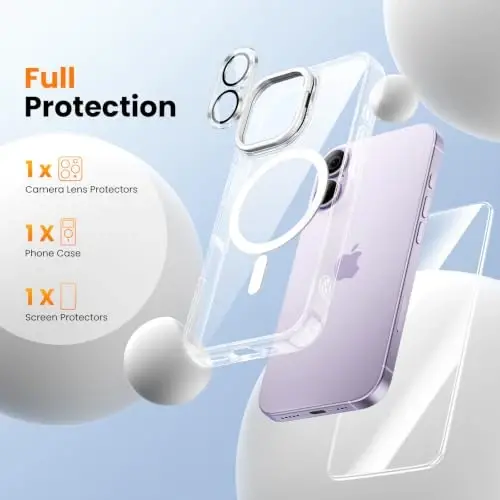 Tigowos 3 in 1 for iPhone 17 Case with Lens Stand，Clear | Includes Screen and Camera Lens Protectors*1，Military-Grade Drop Protection，fit for MagSafe，Slim Anti-Yellowing & Shockproof - 2