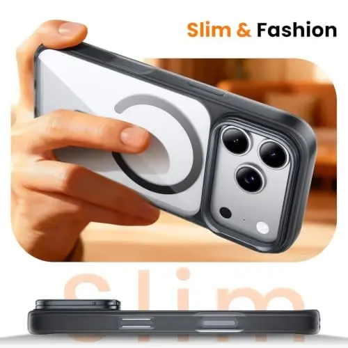 Tigowos 3-in-1 Set for iPhone 17 Pro Case with Camera Stand [ Screen Protector][Camera Control Cover ],Fit for MagSafe,Drop Protection,Shockproof, Translucent Back Phone Case for 17 Pro (Black) - 5