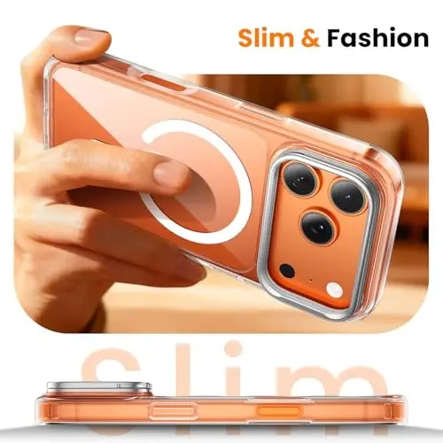 Tigowos 3ü 1 Arada iPhone 17 Pro Max Kılıf, Çerçeve Standlı [1 Ekran Koruyucu ve 1 Kamera Mercek Koruyucu][Sararmaz][Askeri Düzeyde Düşme Koruması][MagSafe ile Uyumlu][Darbeye Dayanıklı ve Manyetik] Şeffaf 
