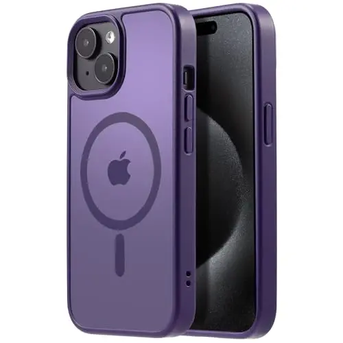Tigowos Cellular Phone Case for iPhone 15 Plus & iPhone 14 Plus, Magnetic MIL-Grade Drop Tested, Matte Back Cover, Deep Purple - 1