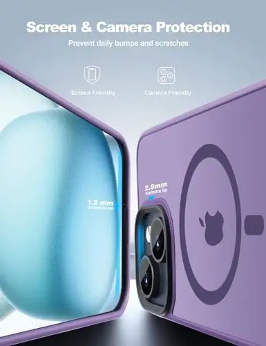 Tigowos Cellular Phone Case for iPhone 15 Plus & iPhone 14 Plus, Magnetic MIL-Grade Drop Tested, Matte Back Cover, Deep Purple - TIGOWOS