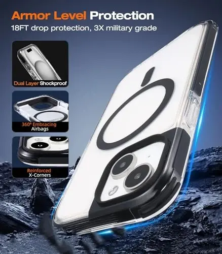 Tigowos Compatible with iPhone 15 Plus&iPhone 14 Plus Bumper Case Fits MagSafe Heavy Duty Shockproof Fits iPhone 15 Plus&iPhone 14 Plus Phone Cases，Clear - TIGOWOS (1)