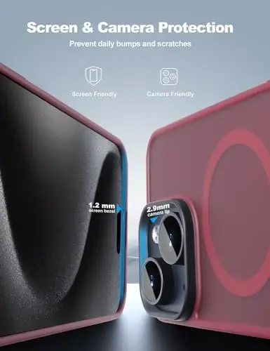 Tigowos Compatible with iPhone 15 Plus&iPhone 14 Plus Phone Case Fits MagSafe 10FT Drop Resistant Matte Skin Feeling Back Cover for iPhone 15 Plus&iPhone 14 Plus Phone Case，Red Wine - 8