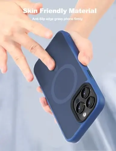 Tigowos Compatible with iPhone 15 Pro Case Fits MagSafe 10FT Drop Resistant Matte Skin Feeling Back Cover Aluminum Alloy Keys Fits iPhone 15 Pro Phone Cases, Blue - 5